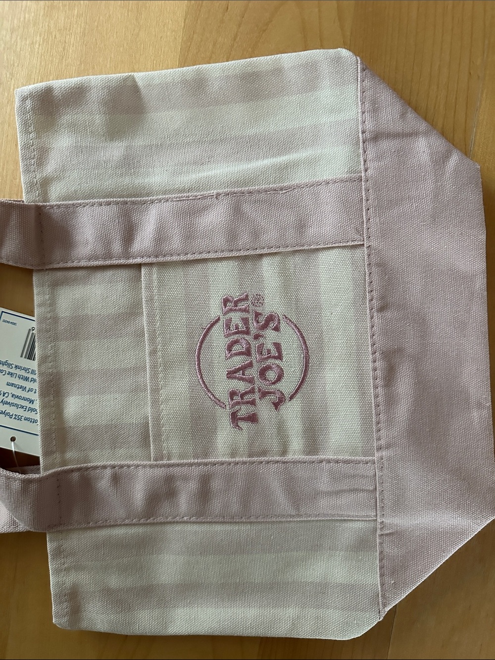 Trader Joe’s Light Pink  Stripe Canvas Small  Tote Bag